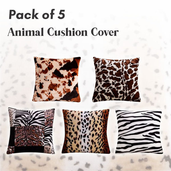 Animal Skin Cushion -RelaxsitRelaxsit (Pack of 5)Throw Pillow Office Home Decor Case Animal Print Cushion Bedroom Soft Plush for Sofa Car Cushion Covers or Filled option size: 14" x 14" -  - Relaxsit