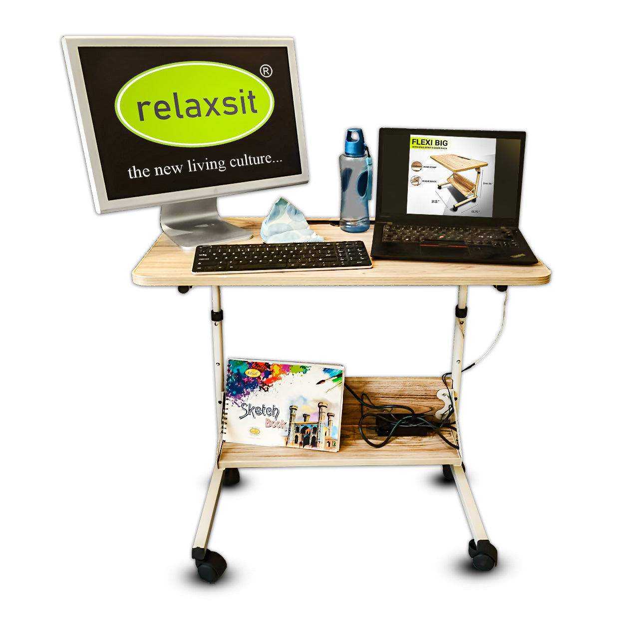 Relaxsit Flexi-Big adjustable C-Table – Bed table, Laptop Trolley Table with Adjustable Height - Relaxsit