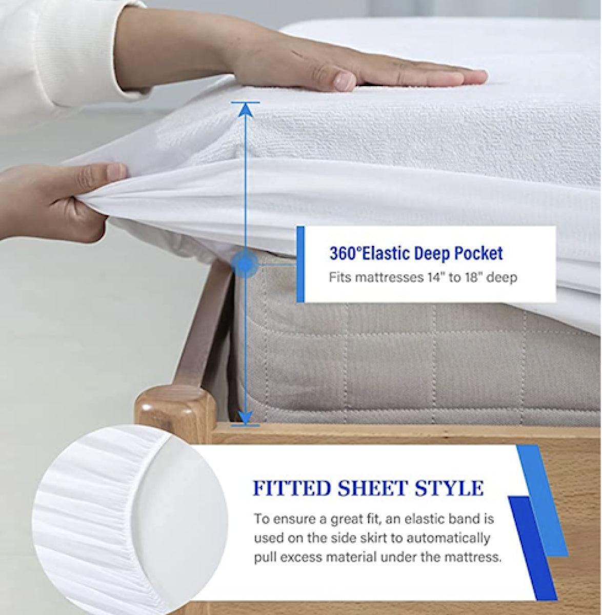 Relaxsit Waterproof Mattress Protector Cover King Queen and single size options Fitted with 12" side pils stretchable Relaxsit