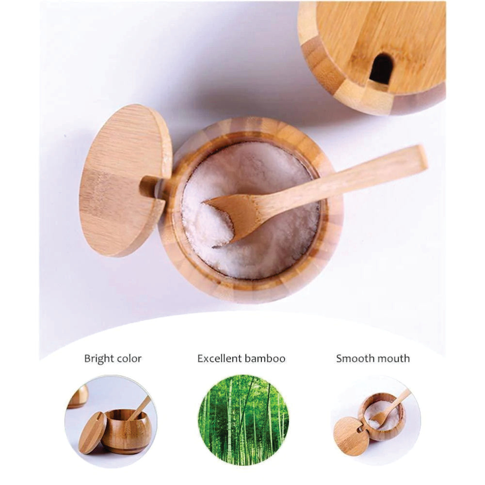 Bamboo Kitchen Ingredients Seasoning Salt Spice Jar