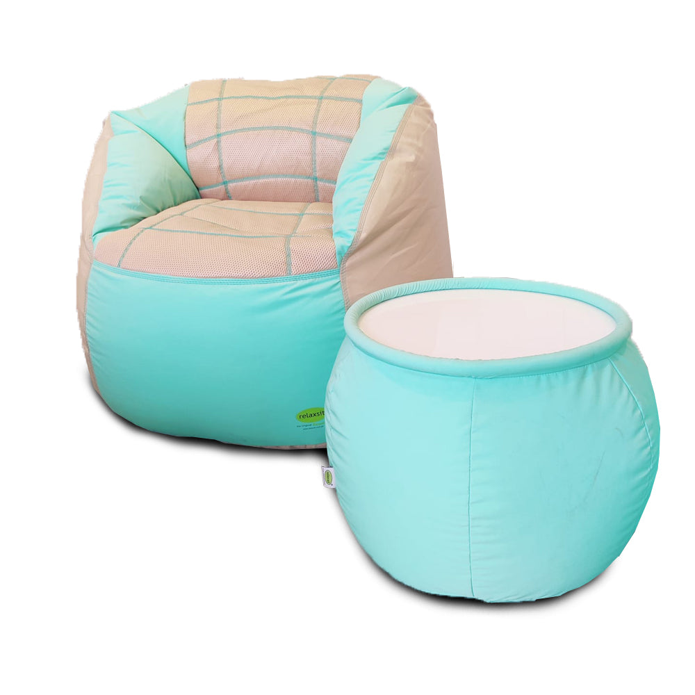 Set of 2 Fabric Sports Chair Bean Bag with stool - Relaxsit