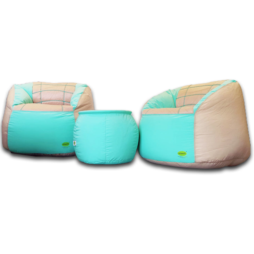 Set of 2 Fabric Sports Chair Bean Bag with stool - Relaxsit