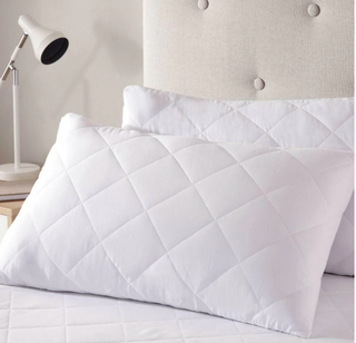 Relaxsit Ball Fibre White Quilted Pillow - High-quality Ball Fiber pillows, Super soft and Firm Support cushion Quilted cotton Pillow Single, Pack Of 2