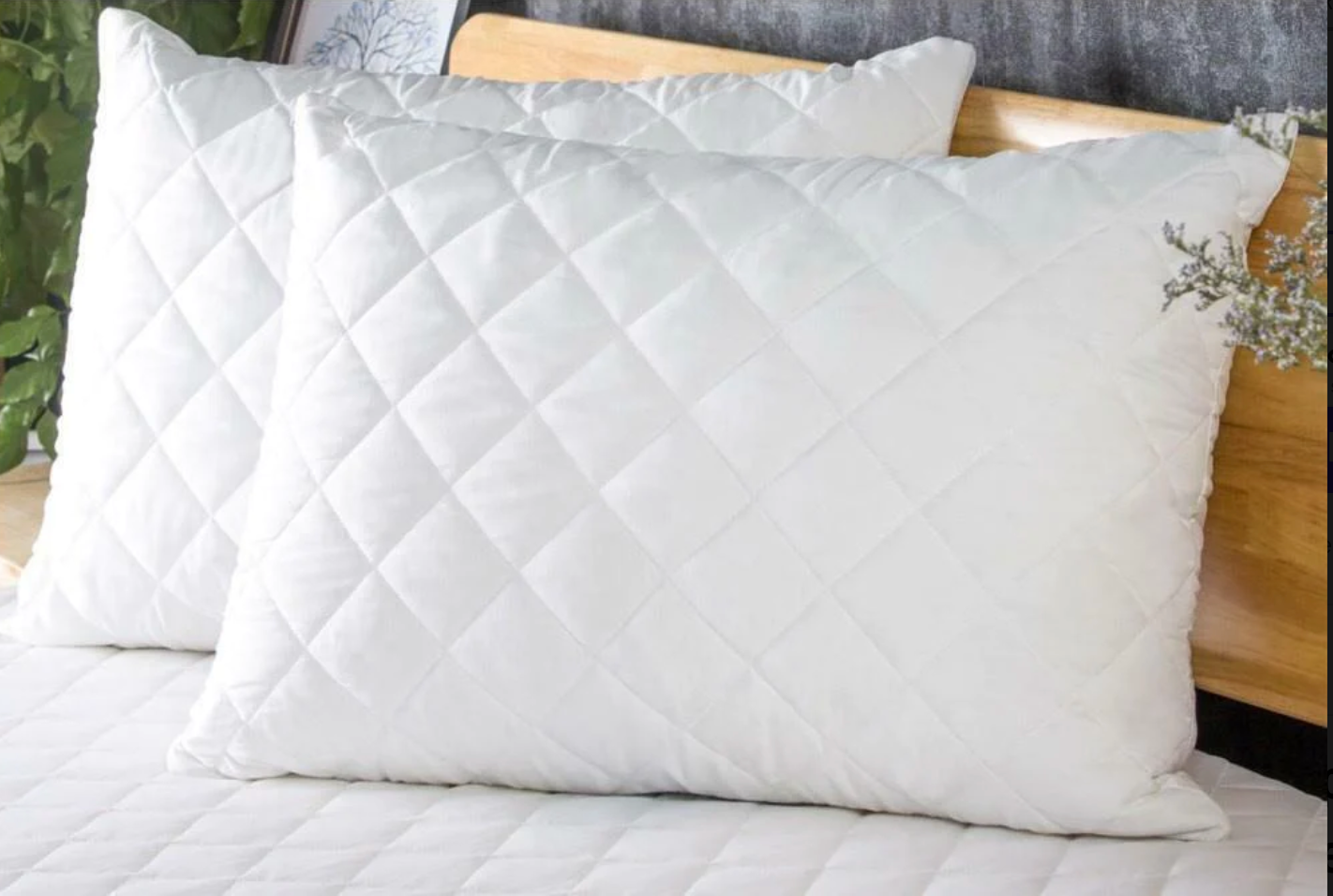 Relaxsit Ball Fibre White Quilted Pillow - High-quality Ball Fiber pillows, Super soft and Firm Support cushion Quilted cotton Pillow Pack Of 2