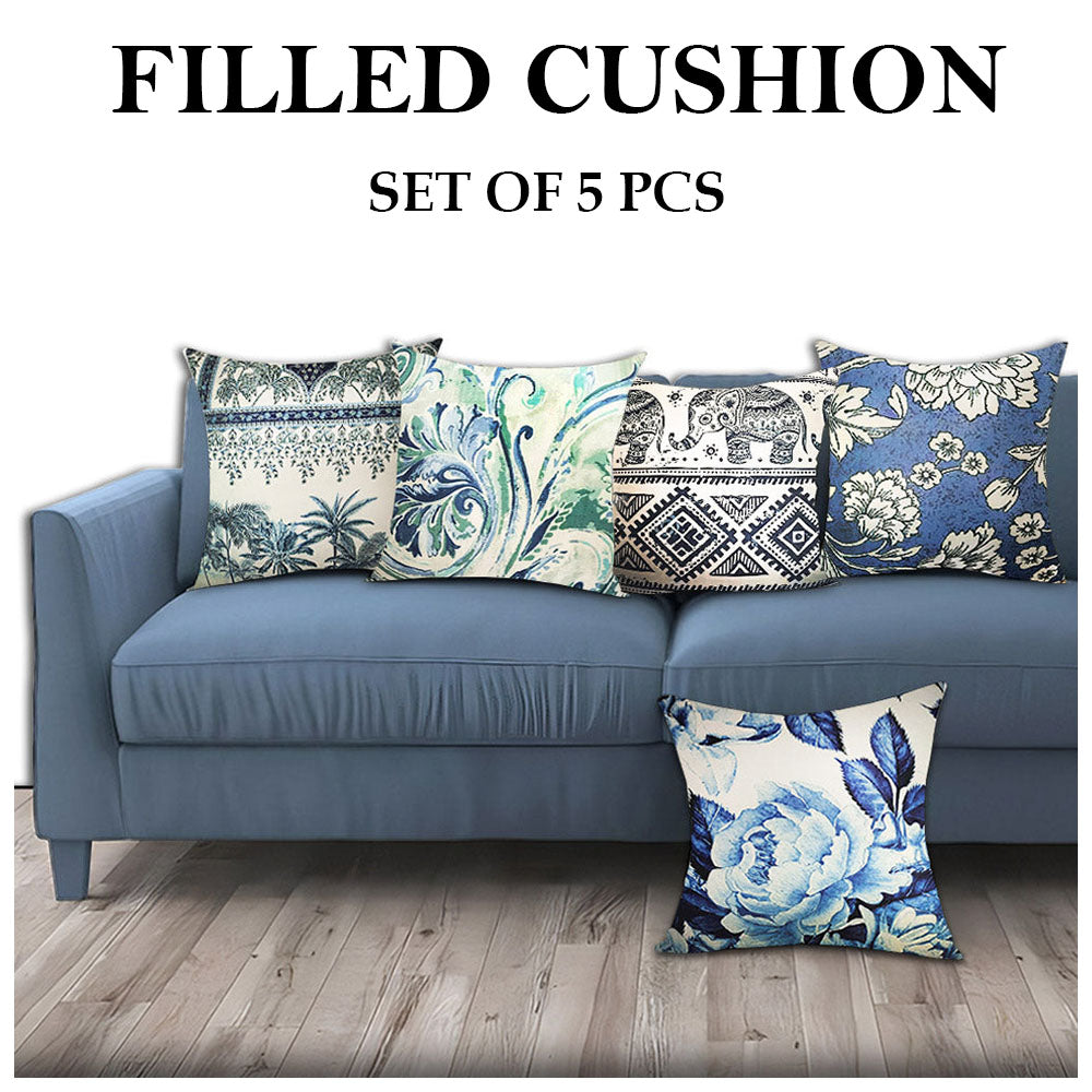 Pack of 5 Printed Filled Cushion covers Cushion throw pillow size: 16" x 16" or 40 x 40cm
