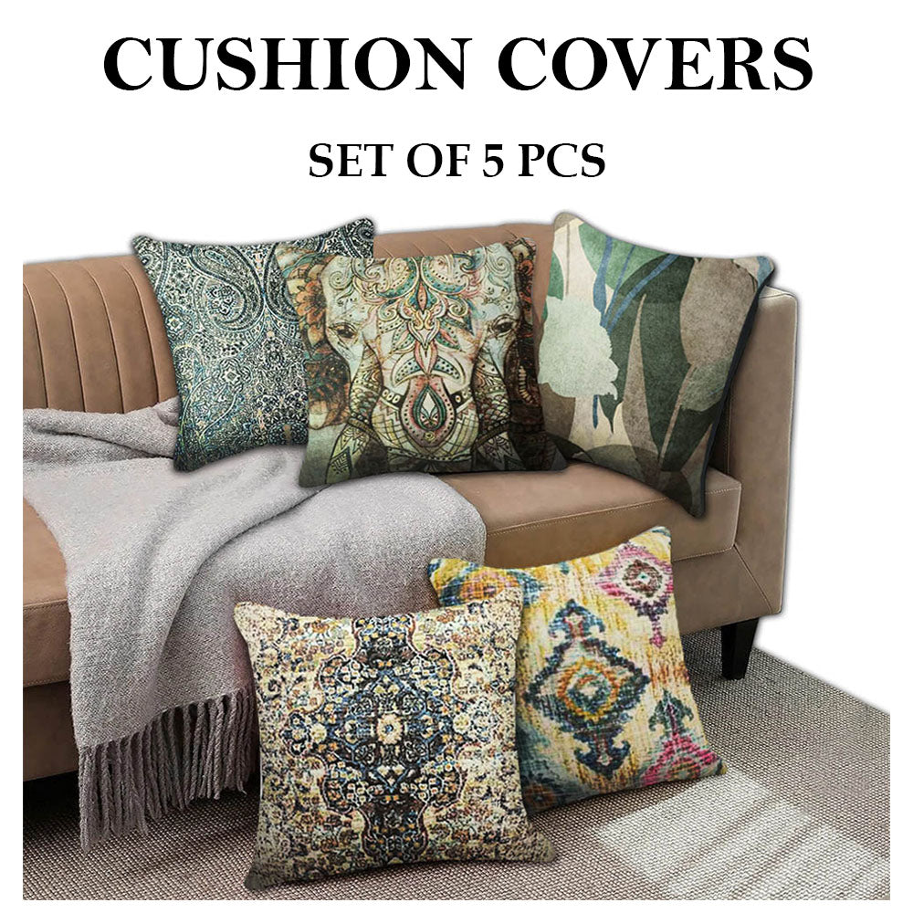 Pack of 5 Printed Cushion only covers Sitting Cushion throw pillow size: 16" x 16" or 40 x 40cm