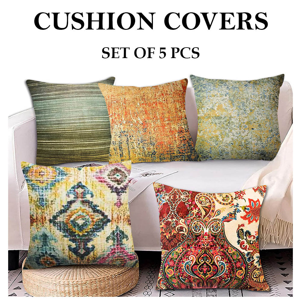 Pack of 5 Printed Cushion only covers Sitting Cushion throw pillow size: 16" x 16" or 40 x 40cm