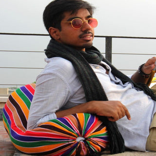 Relaxsit Traditional Round Pillow ,  Side Pillow,  Gao pillow , Hand loomed special acrylic fabric  12 x 24"