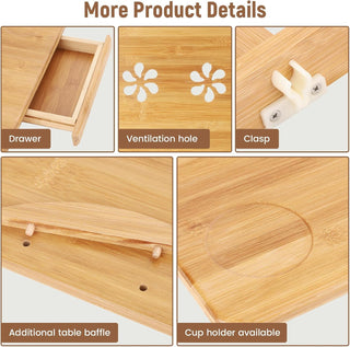 Relaxsit Laptop Desk for Bed, Bamboo Laptop Desk Double Flower With Daraz 11.5"