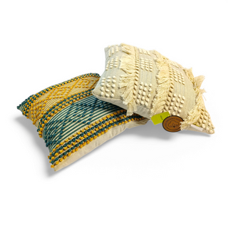 Relaxsit premium Buntti Handmade Cushion   Hand Looms work Cover, Filled, (Set Of 2)  Dimension 17x17