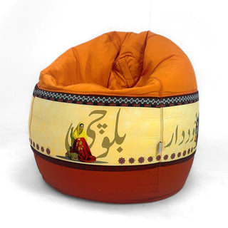 Relaxsit  Round pouf bean bag Punjab, Sindh,  Balochistan,  Khyber Pakhtunkhwa (KPK) Premium Quality printed  Cultural presentation