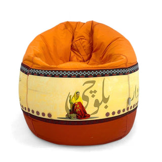 Relaxsit  Round pouf bean bag Punjab, Sindh,  Balochistan,  Khyber Pakhtunkhwa (KPK) Premium Quality printed  Cultural presentation
