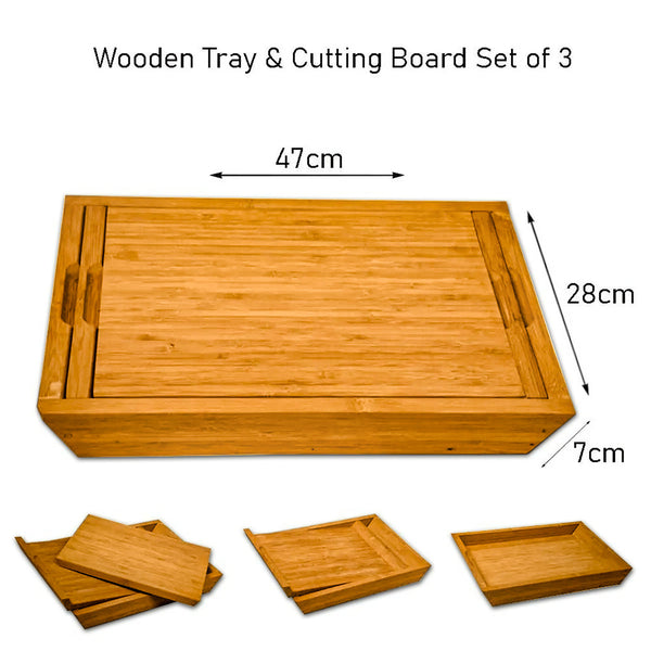 Set of 3, Wooden Tray Set Chopping Board Cutting Board 