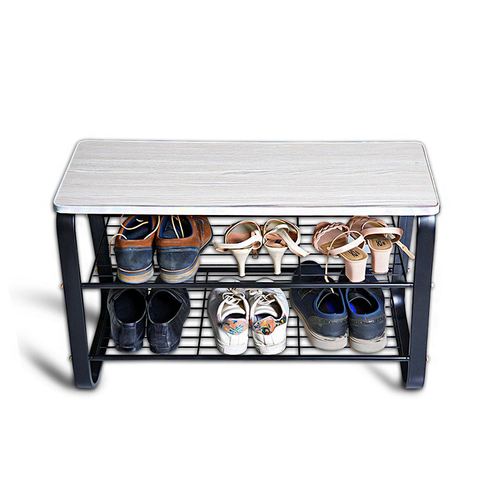 Relaxing Rack relaxsit 3 Tier Shoe Rack Bench with Metal Frame, Wire Shelves Wood Se ...