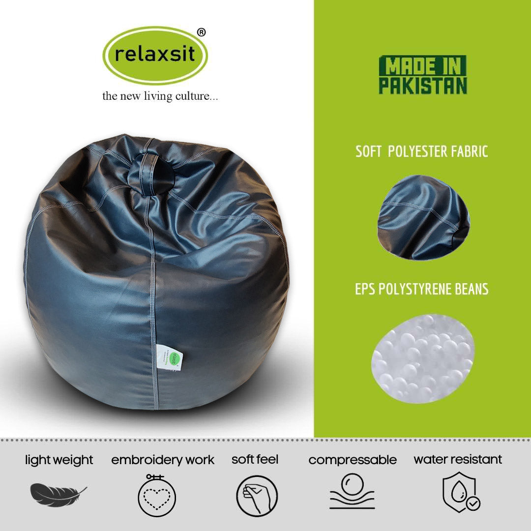 Relaxsit Puffy Leather Bean Bag – Versatile Comfy Bean Bag for Lounge and Bedroom – Water-Repellant Dim. 110x80cm
