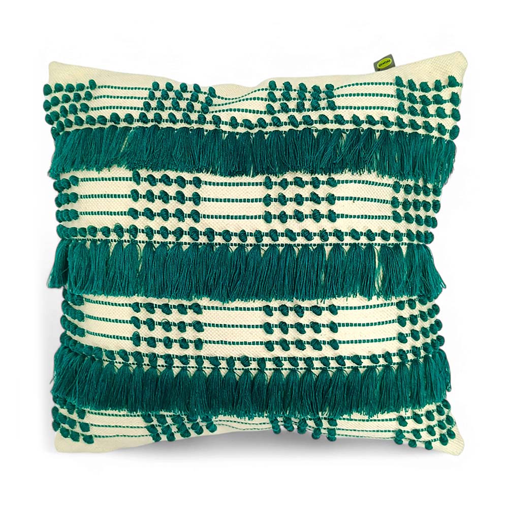 Bunti Handmade Cushion Filled Green , Dimension 17x17