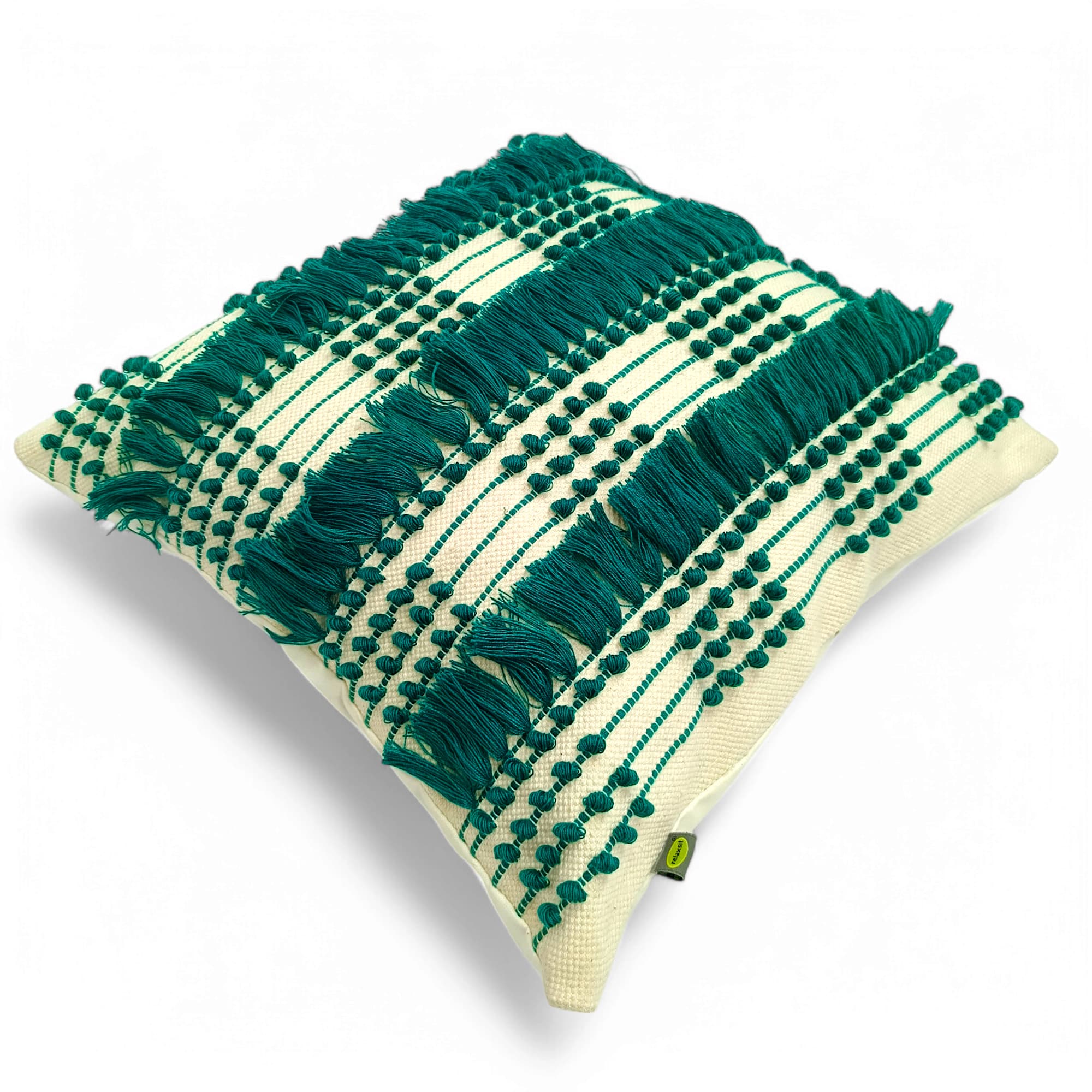 Bunti Handmade Cushion Filled Green , Dimension 17x17