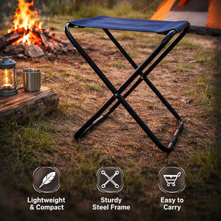 Relaxsit Portable Folding Camping Stool – Lightweight Travel Seat with Strong Steel Frame For Indoor and Outdoor & Durable Fabric