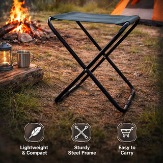 Relaxsit Portable Folding Camping Stool – Lightweight Travel Seat with Strong Steel Frame For Indoor and Outdoor & Durable Fabric