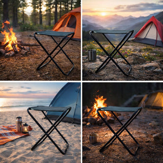 Relaxsit Portable Folding Camping Stool – Lightweight Travel Seat with Strong Steel Frame For Indoor and Outdoor & Durable Fabric