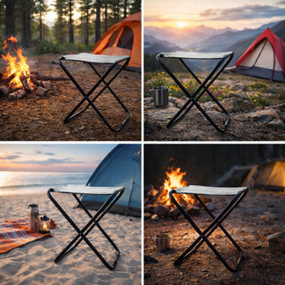 Relaxsit Portable Folding Camping Stool – Lightweight Travel Seat with Strong Steel Frame For Indoor and Outdoor & Durable Fabric