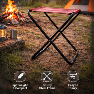 Relaxsit Portable Folding Camping Stool – Lightweight Travel Seat with Strong Steel Frame For Indoor and Outdoor & Durable Fabric
