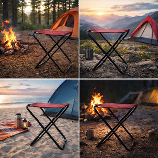 Relaxsit Portable Folding Camping Stool – Lightweight Travel Seat with Strong Steel Frame For Indoor and Outdoor & Durable Fabric