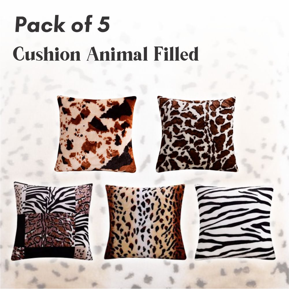 Relaxsit (Pack of 5)Throw Pillow Office Home Decor Case Animal Print Cushion Bedroom Soft Plush for Sofa Car Cushion Covers or Filled option size: 14" x 14" -  - RelaxsitAnimal Skin Cushion -Relaxsit