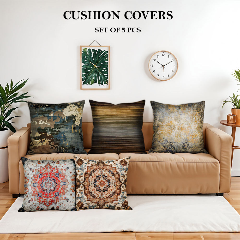 Pack of 5 Printed Cushion only covers Sitting Cushion throw pillow size 16 x 16 or 40 x 40cm