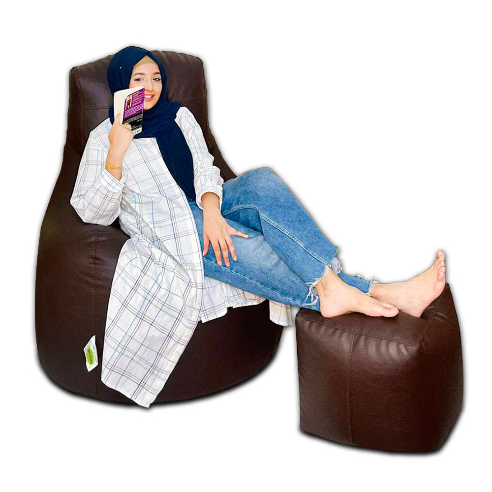 Faux Leather Comfy Bean Bag Chair without stool