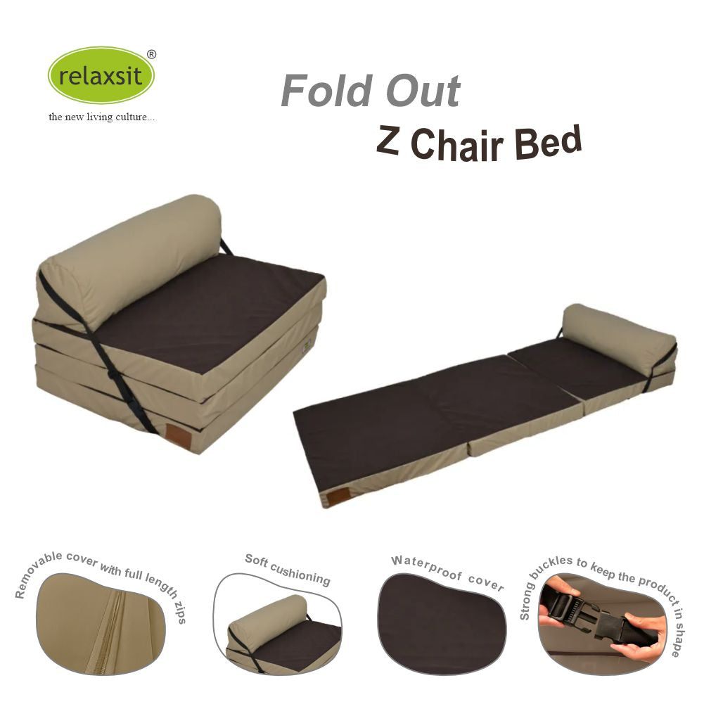 Fold Out Z Chair Bed Fabric Single Chair - Relaxsit