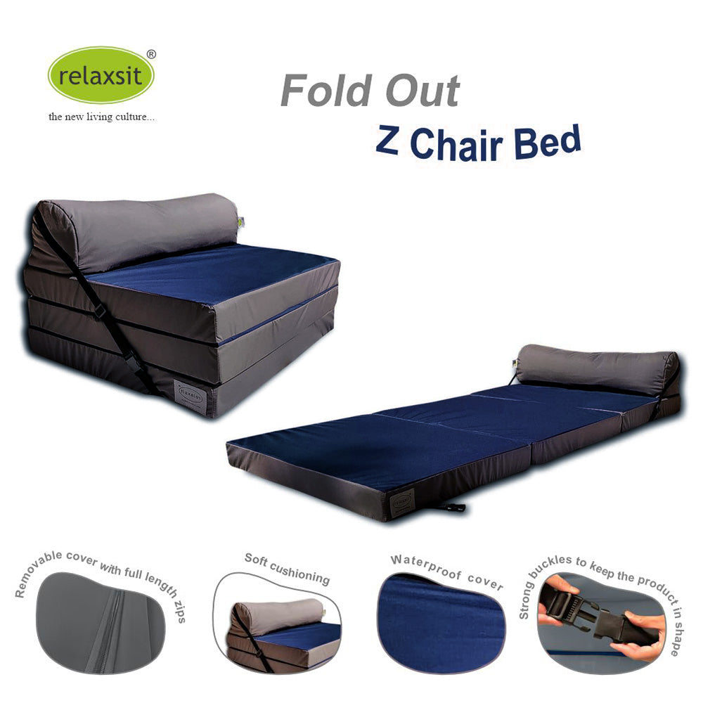 Fold Out Z Chair Bed Fabric Single Chair - Relaxsit