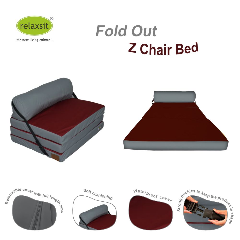 Fold Out Z Chair Bed Fabric Single Chair - Relaxsit