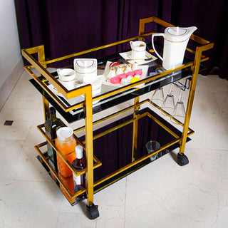 GLASGLOW Serving Trolley - serving cart size 30" x 16.5" x 28" Golden