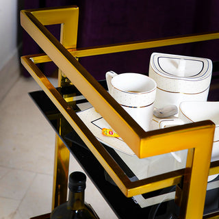 GLASGLOW Serving Trolley - serving cart size 30" x 16.5" x 28" Golden
