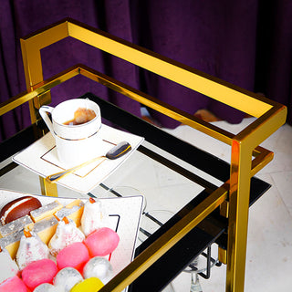 GLASGLOW Serving Trolley - serving cart size 30" x 16.5" x 28" Golden