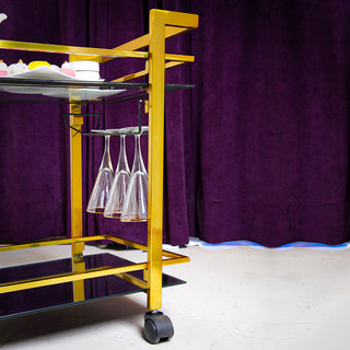 GLASGLOW Serving Trolley - serving cart size 30" x 16.5" x 28" Golden