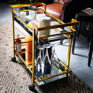 GLASGLOW Serving Trolley - serving cart size 30" x 16.5" x 28" Golden
