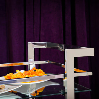 GLASGLOW Serving Trolley - serving cart size 30" x 16.5" x 28" Silver