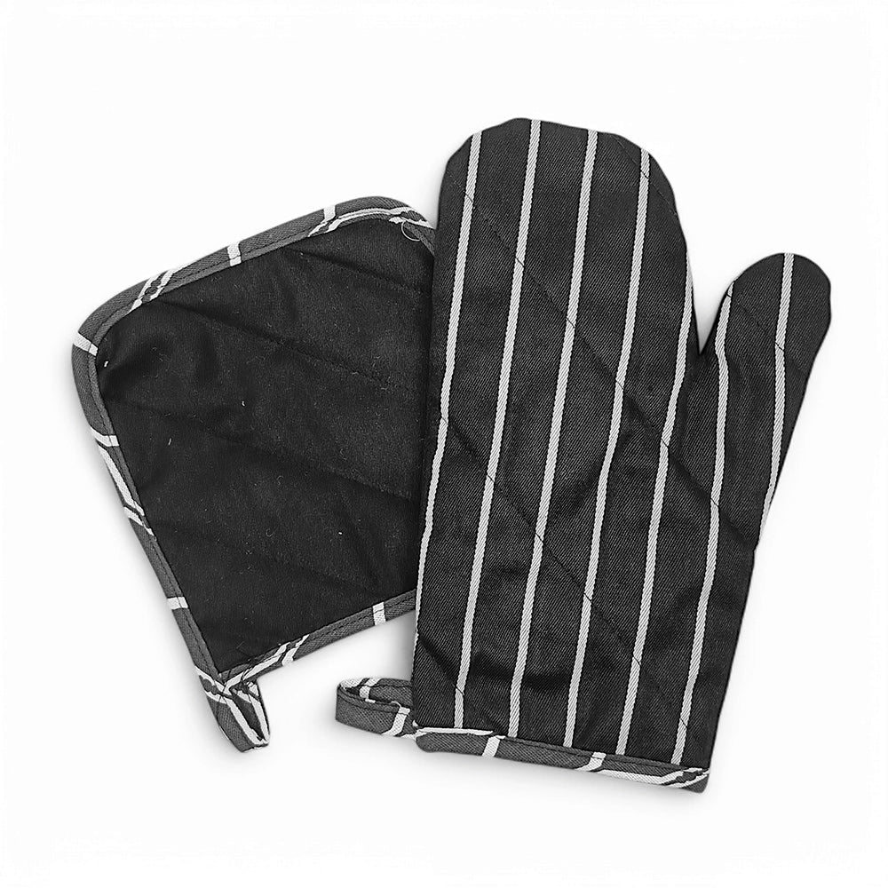 Relaxsit Heat Resistant Kitchen Oven Gloves or mitt set (Pack of 2) and glove plus potholder (set of 2) Printed chef's gloves with reinforced web guard plus cotton