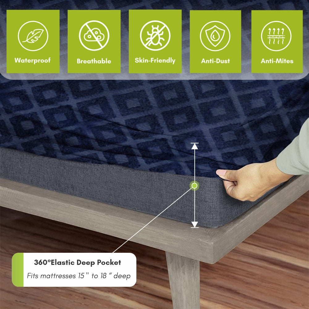 Relaxsit Waterproof Palachi Mattress Protector Cover King size options Fitted with 15" side pils stretchable Relaxsit