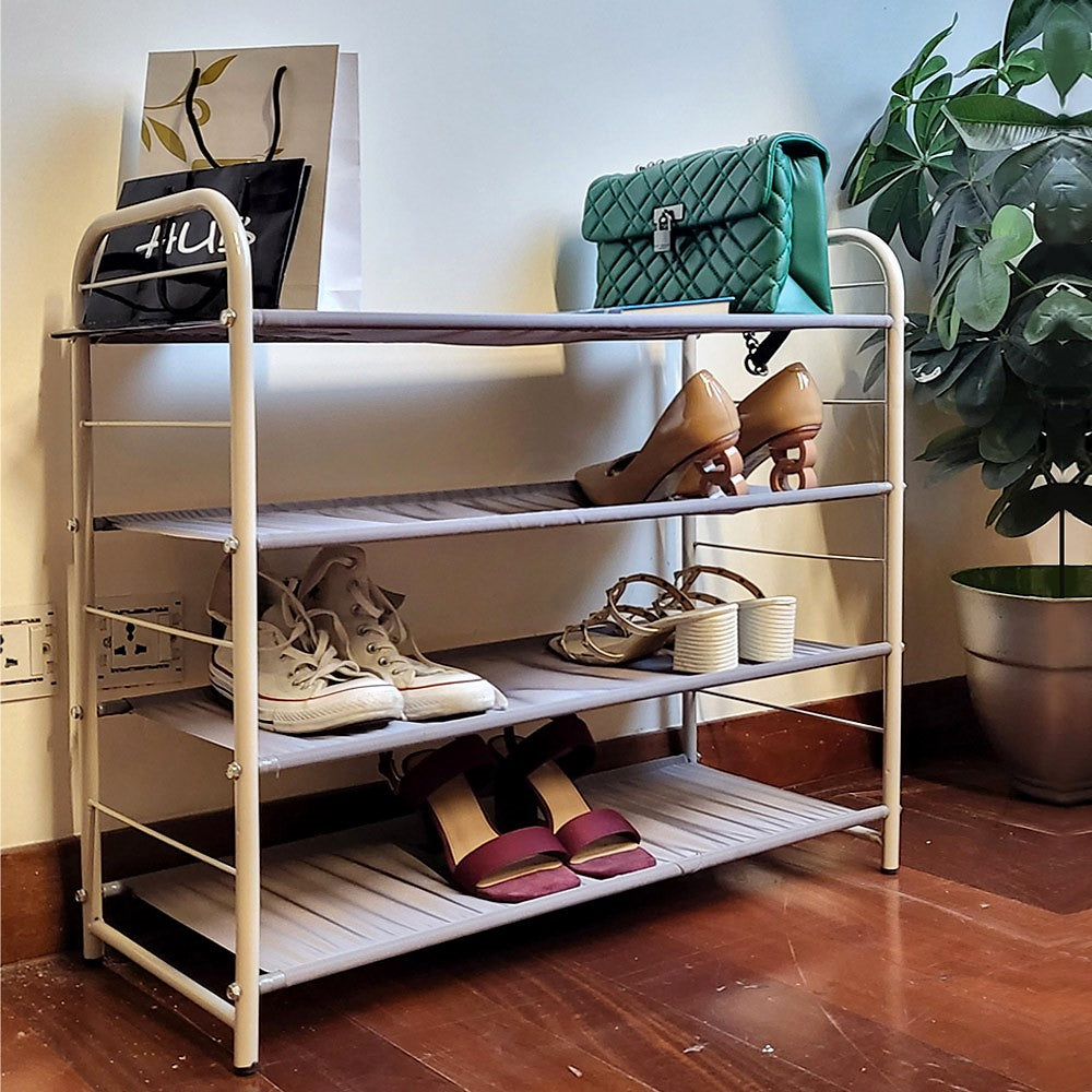 relaxsit 4-Tier Stackable Shoe Rack, Fabric Shoe Shelf Storage Organiz ...