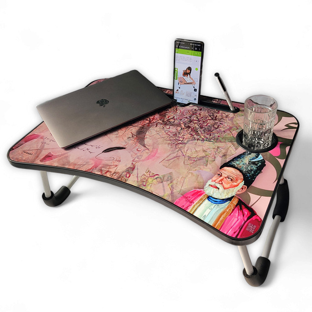 Relaxsit Bedpro Max / Printed Foldable Table Computer Table Floor table Laptop table Drawing desk Bed Table Foldable Table Notebook Stand Reading Holder Breakfast Serving Bed Tray with Tablet Slots 40 x 60 cm or 16 x 24"