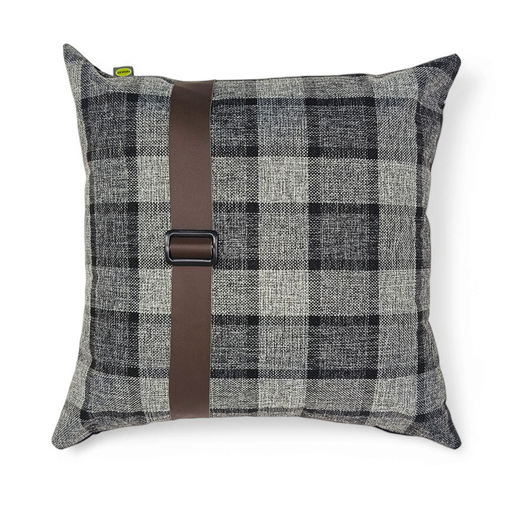 Relaxsit (Pack of 2) Jute Cushions Decorative Throw Pillow with Poms border Filled Cushion 17x17 inches