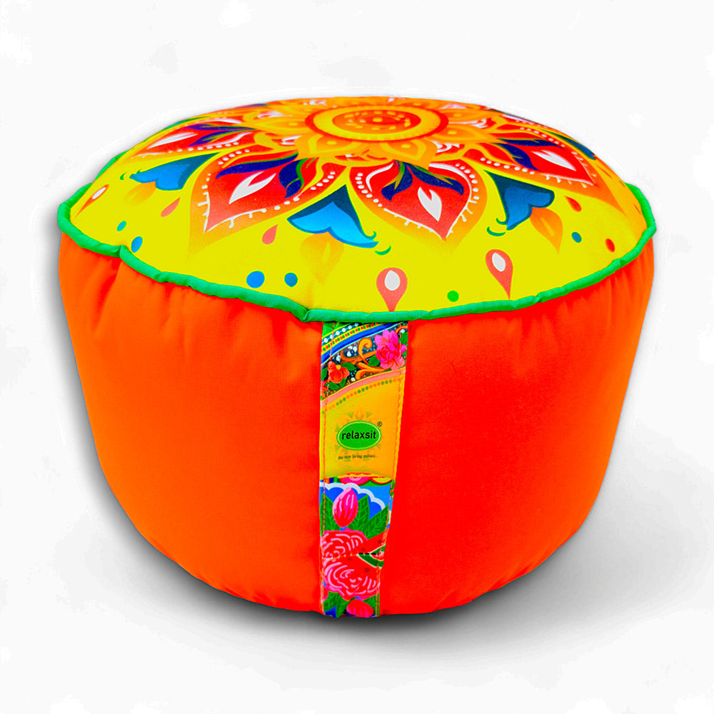 Relaxsit Bean Bag Stool – Traditional Round Footstool – Versatile Ottoman-style Footrest and Table Top – Dim. 45x45xH30cm - Relaxsit