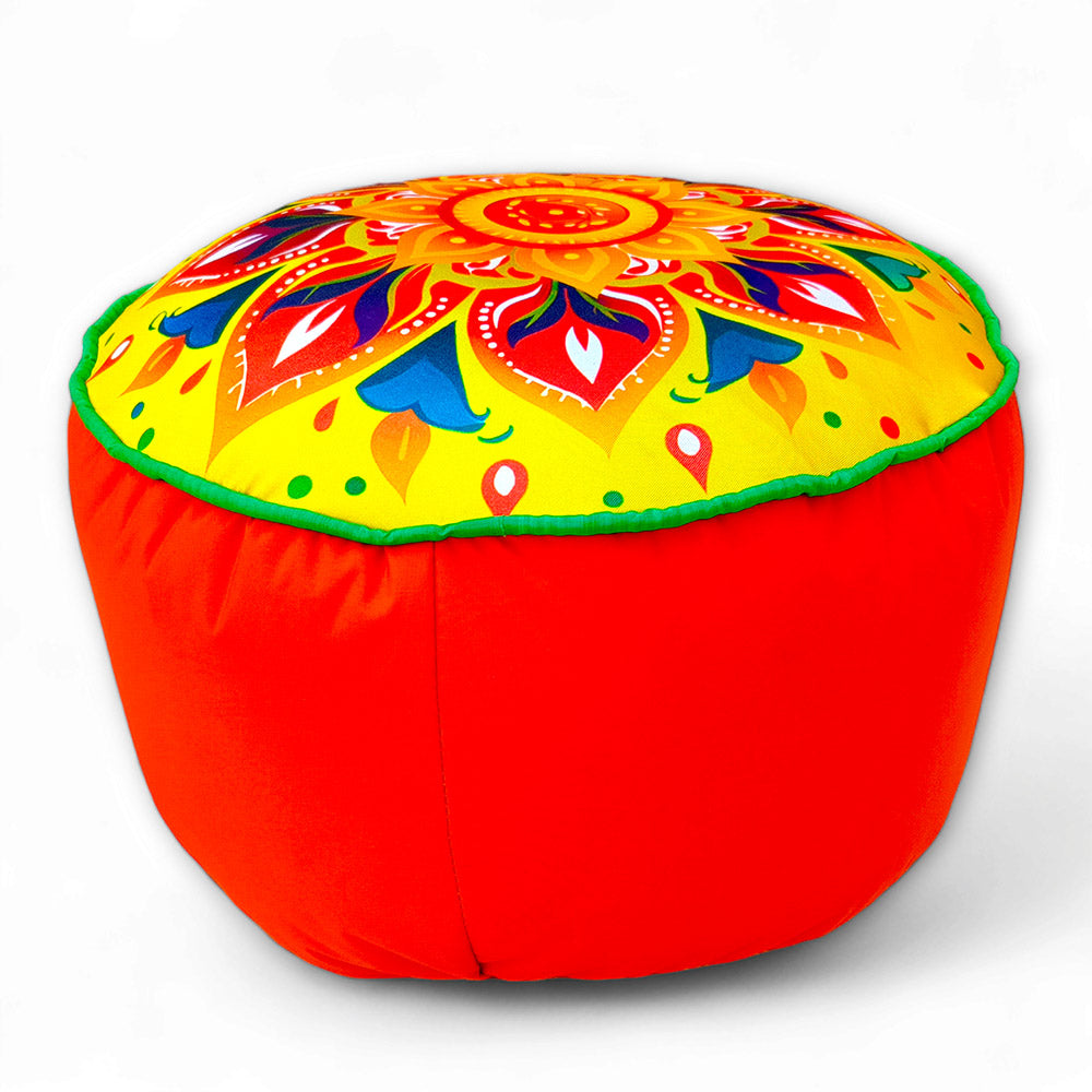 Relaxsit Bean Bag Stool – Traditional Round Footstool – Versatile Ottoman-style Footrest and Table Top – Dim. 45x45xH30cm - Relaxsit