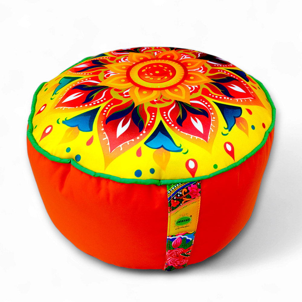 Relaxsit Bean Bag Stool – Traditional Round Footstool – Versatile Ottoman-style Footrest and Table Top – Dim. 45x45xH30cm - Relaxsit
