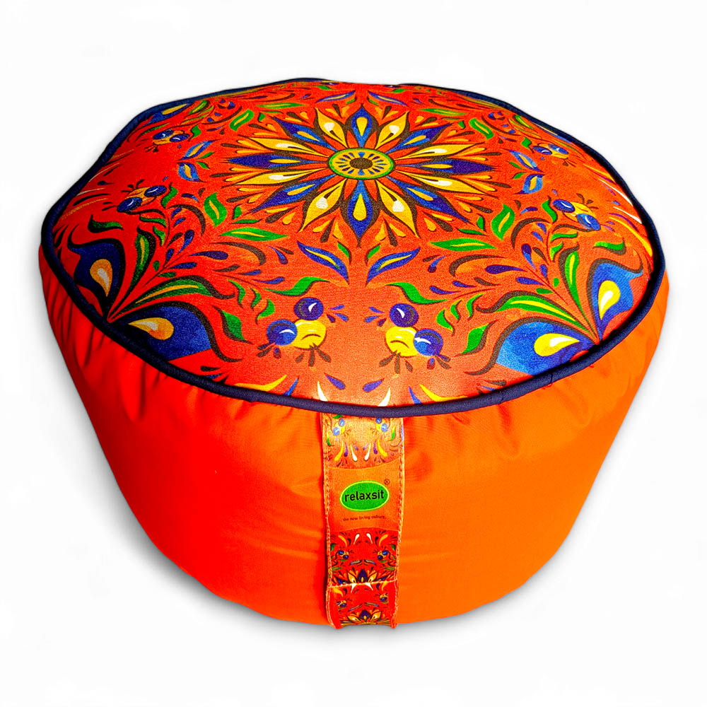Relaxsit Bean Bag Stool – Traditional Round Footstool – Versatile Ottoman-style Footrest and Table Top – Dim. 45x45xH30cm - Relaxsit