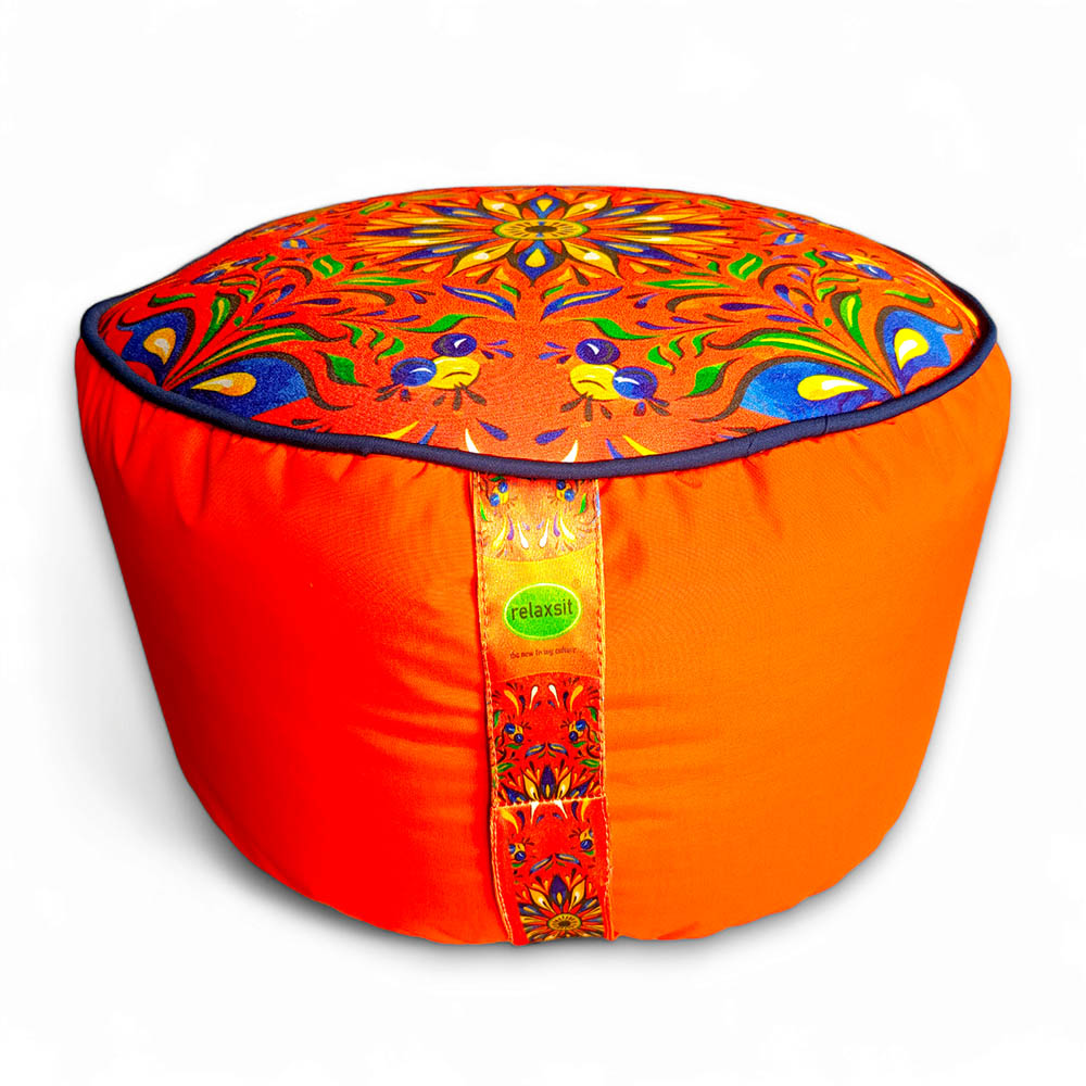 Relaxsit Bean Bag Stool – Traditional Round Footstool – Versatile Ottoman-style Footrest and Table Top – Dim. 45x45xH30cm - Relaxsit