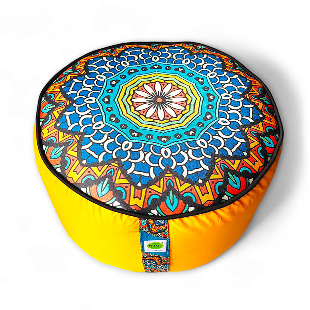 Relaxsit Bean Bag Stool – Traditional Round Footstool – Versatile Ottoman-style Footrest and Table Top – Dim. 45x45xH30cm - Relaxsit